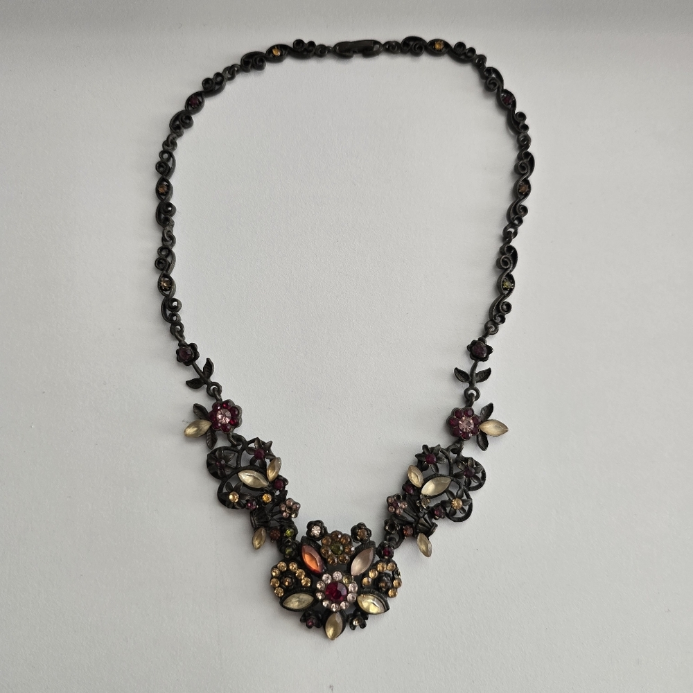 Vintage Romantic Goth Floral Statement Necklace | Dark Romance Victorian Bib Cho - Picture 3 of 11